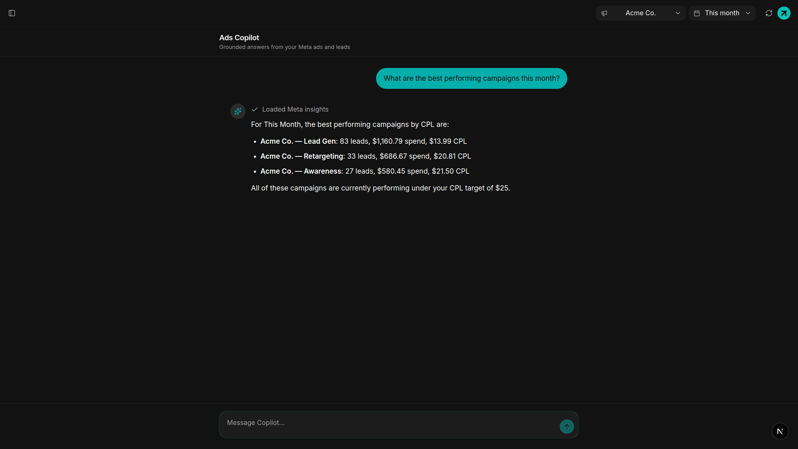 AI copilot interface showing production assistant workflows