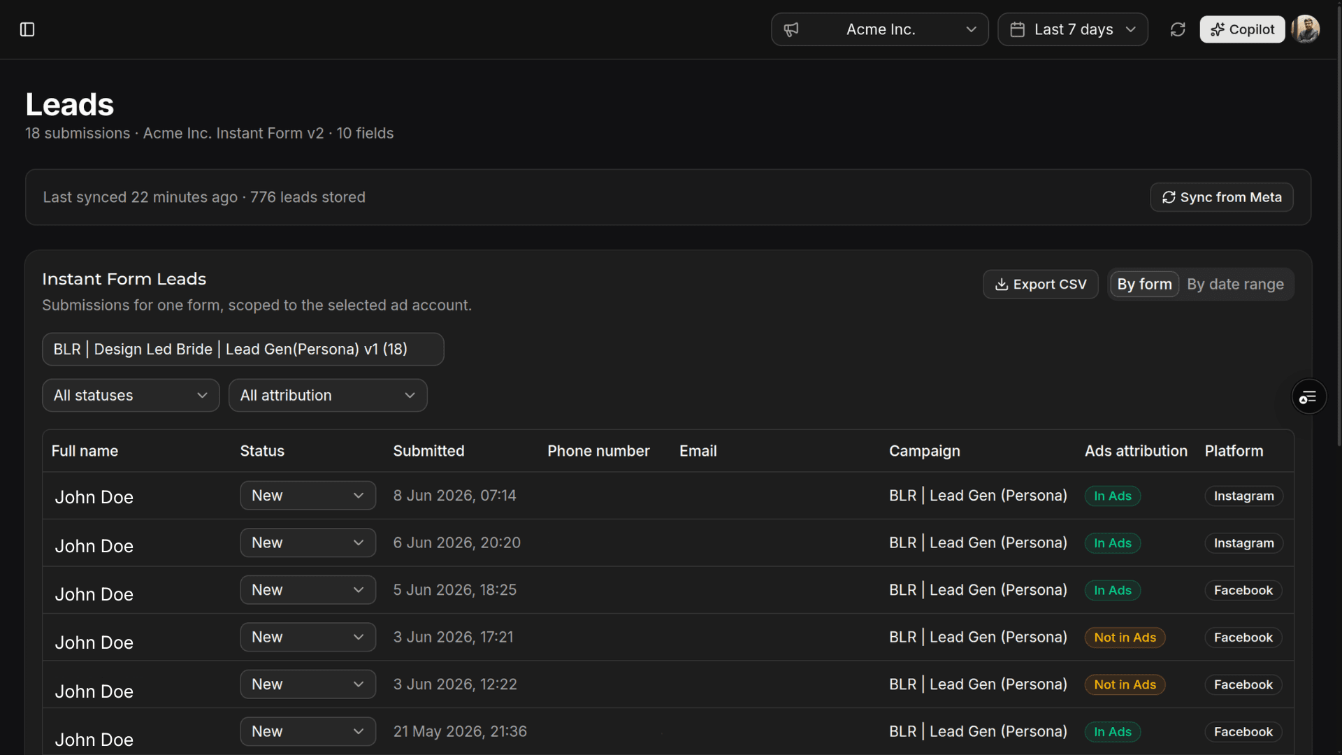 Lead pipeline view showing automated follow-up and CRM routing